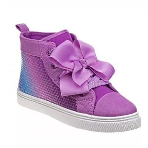 New No Box Jojo Siwa Kids Sequin Hi-Top Canvas Sneakers in Purple Blue-Size: 13